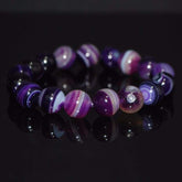 Purple Stripe Onyx Unisex Bracelets - FashionByTeresa